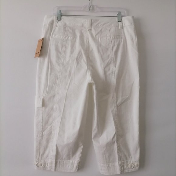 Coldwater Creek Women's White Ripstop Calypso Crop Capri Pants Size 14 New - Picture 2 of 6